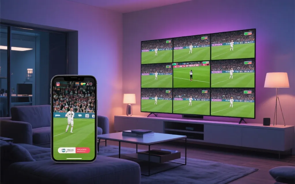 手机与电视多屏观看体育赛事的场景
